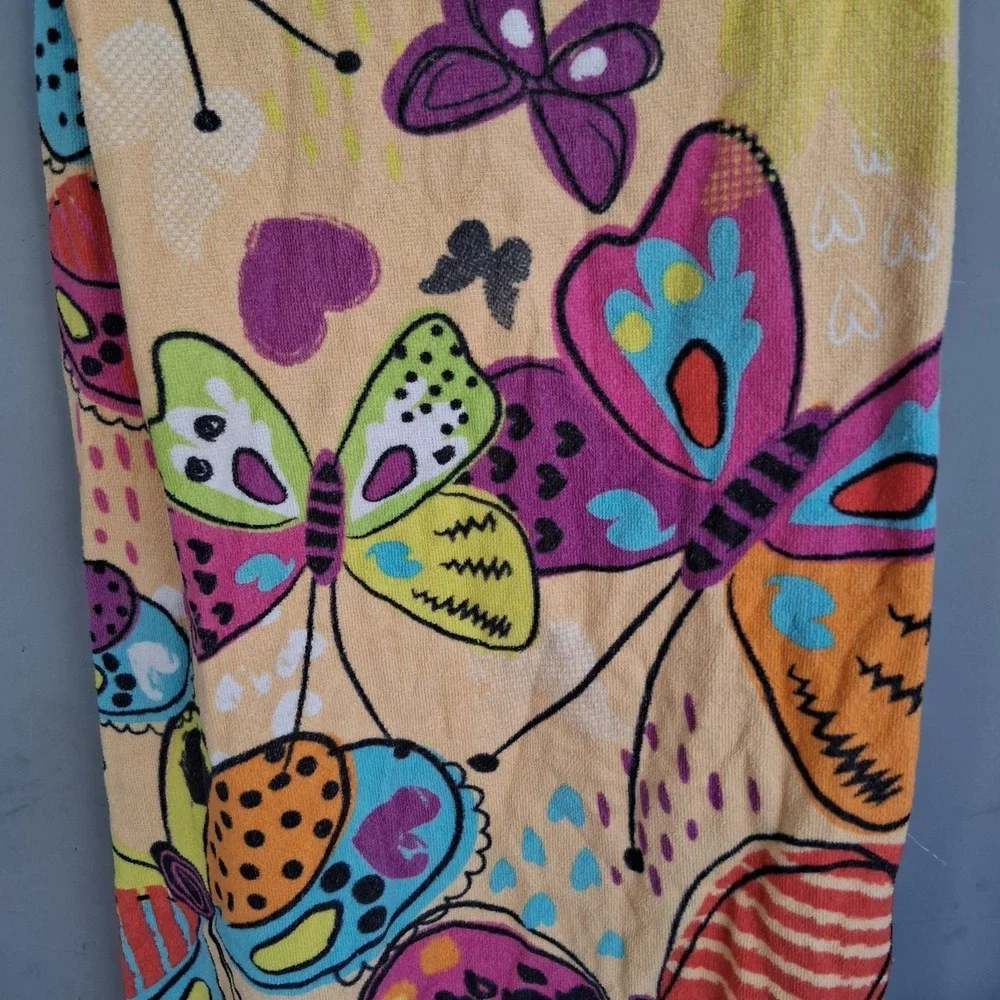 Mainstays Beach Towel Rainbow Butterflies AOP EUC Boho Whimsical